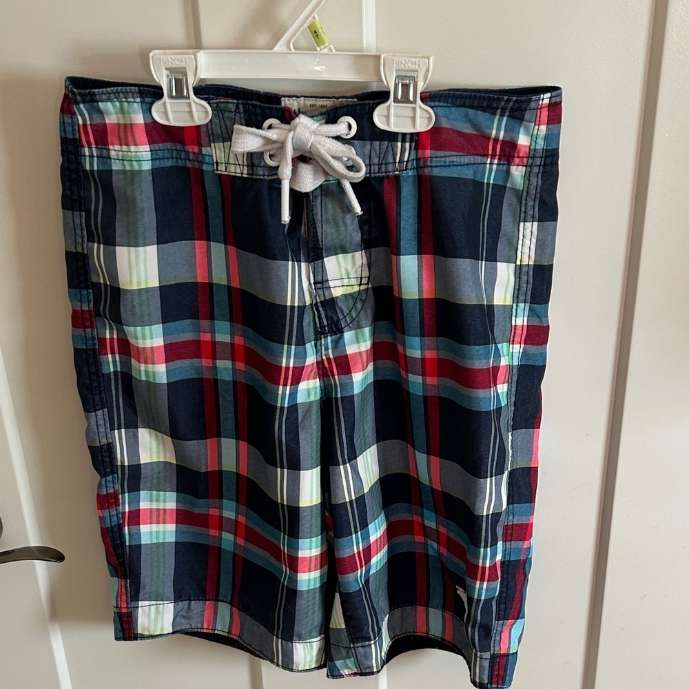 Abercrombie & Fitch Men’s Plaid Swim Trunks - Red, Blue, Green, White, size XS